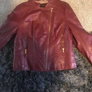 Black rivet real leather jacket